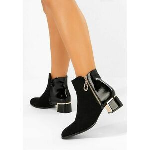 Botine cu toc gros Daisina negre imagine