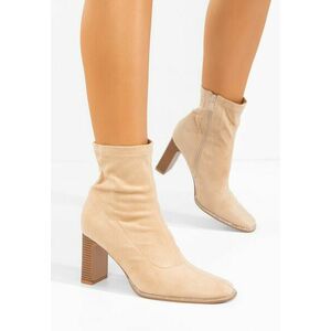 Botine cu toc gros Namelia bej imagine