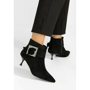Botine cu toc subtire Karlene negre imagine
