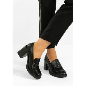 Mocasini cu toc Zenova negri imagine