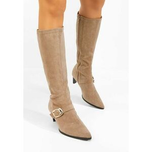 Cizme cu toc mic Vernoa kaki imagine