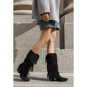 Cizme cu toc gros Jasira negre imagine