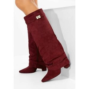 Cizme lungi cu toc gros Arliena grena imagine