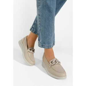 Mocasini piele naturala Leslie bej imagine