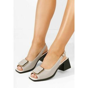 Sandale cu toc gros Sariela gri imagine