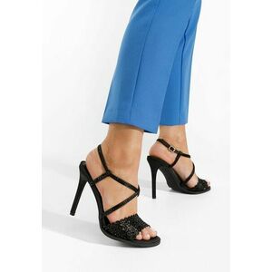 Sandale cu toc subtire Kemyra negre imagine