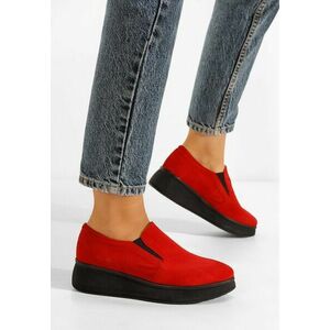 Mocasini piele naturala rosii Lancha V2 imagine