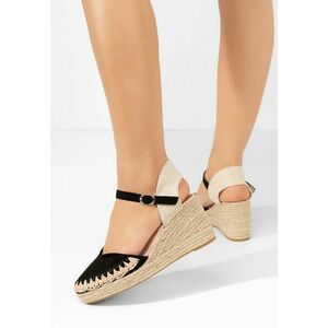 Sandale cu platforma tip espadrile Claribela negre imagine