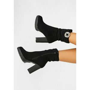 Botine cu toc gros Shenita negre imagine
