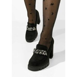 Mocasini cu toc Deetta negri imagine