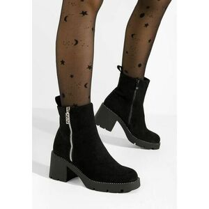 Botine cu toc gros Darlene negre imagine