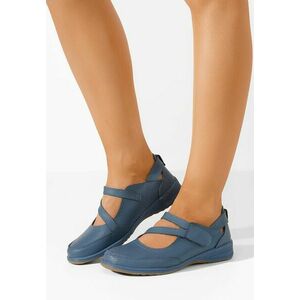 Balerini piele Catherina albastri imagine