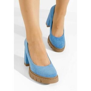 Pantofi cu toc gros Elnora albastri imagine