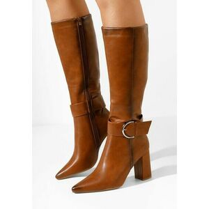 Cizme cu toc gros Sollele camel imagine