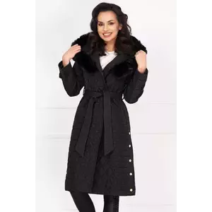 Geaca matlasata Kimber neagra cu detalii din stofa si blanita imagine