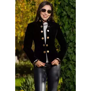 Sacou elegant Effect negru de catifea cu nasturi aurii imagine