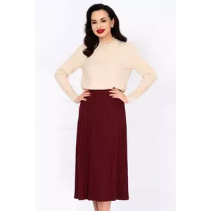 Pulover dama crem din tricot cu perle la gat si mansete imagine