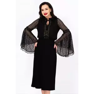 Fusta midi neagra din tricot cu talie elastica imagine