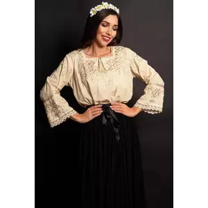 Ie bej Bucovineana din bumbac Ana-Maria brodata cu simbolul ancestral al stelei imagine