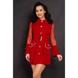 Rochie de ocazie rosie Naomi cu nasturi pretiosi si fusta detasabila imagine