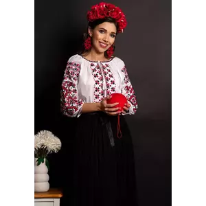 Ie traditionala Magnolia din bumbac cu simbolul stelei brodat imagine