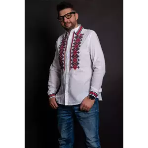 Camasa traditionala barbati din bumbac Cosmin cu simbolul rombului imagine