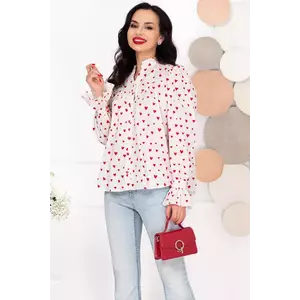 Camasa alba din bumbac cu inimioare imprimate imagine