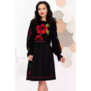 Fusta Effect neagra in clos accesorizata cu broderie traditionala imagine