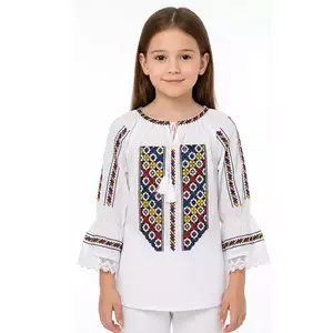 Ie traditionala de fetita Ingrid cu simbolul tricolorului imagine