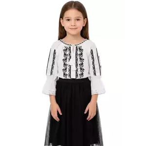 Ie fetita alba din bumbac Claudita cu broderie traditionala imagine