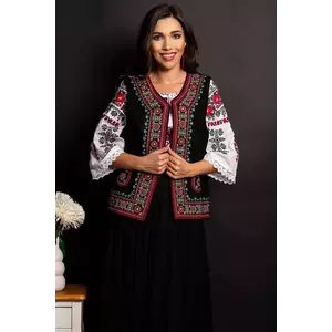 Vesta traditionala neagra Ruxandra brodata cu motivul stelei imagine