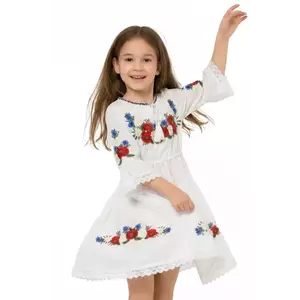 Rochie traditionala fetita Marisa cu broderie florala imagine