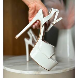 Sandale cu toc Nizizi Albi imagine