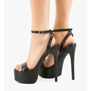 Sandale cu toc Barbys Negre 2 imagine