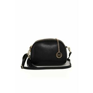 Geanta crossbody din piele cu trei compartimente - Negru imagine