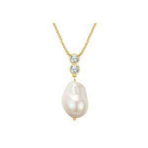 Colier de aur de 14K filat - cu zirconia si perle - Auriu imagine