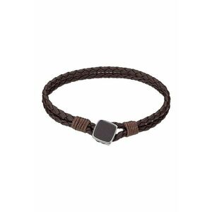 Bratara de piele cu model - Maro inchis imagine