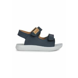 Sandale din piele nabuc cu inchidere velcro - Bleumarin imagine