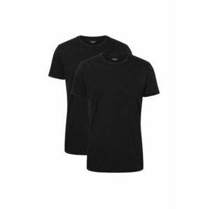 Tricou de bumbac cu decolteu la baza gatului - Negru imagine