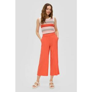 Pantaloni crop cu talie inalta - Portocaliu imagine