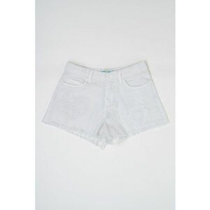 Blugi scurti cu broderie - Alb imagine