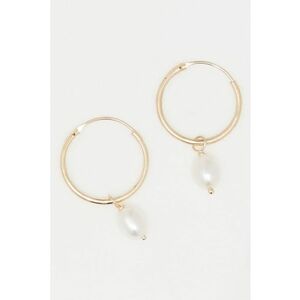 Cercei rotunzi din aur de 9K cu perle - Auriu imagine