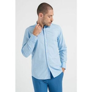 Camasa regular fit de bumbac cu logo brodat - Albastru deschis imagine