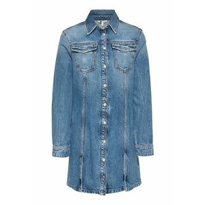 Rochie din denim cu maneci lungi - Albastru imagine