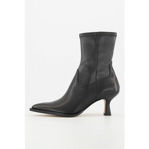 Botine de piele si piele intoarsa sintetica cu varf ascutit - Negru imagine