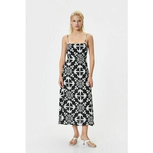 Rochie midi cu imprimeu etnic - Alb/Negru imagine