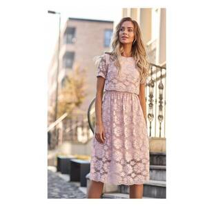 Rochie midi din dantela - Nylon/Elastan - Roz imagine