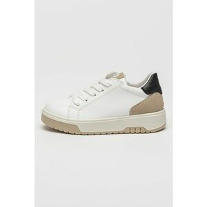 Pantofi sport de piele ecologica cu sireturi - Alb/Crem imagine