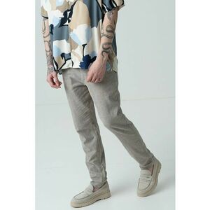 Pantaloni slim fit din amestec de in - Maro inchis melange imagine