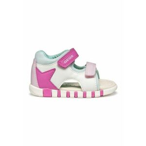 Sandale din piele ecologica cu velcro - Alb/Fucsia imagine